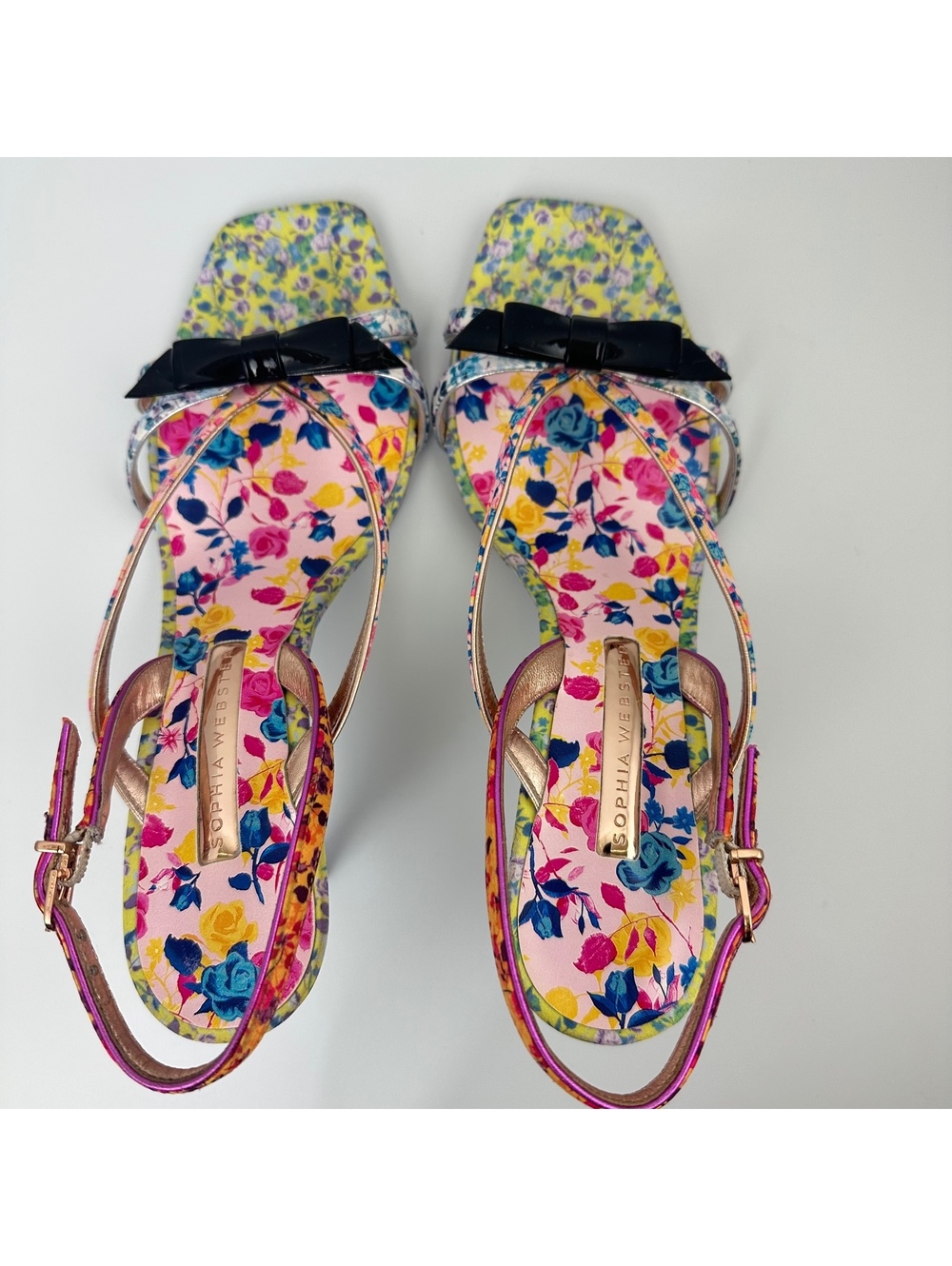 Sophia Webster Laurellie Floral Silk & Leather Slingback Sandals EU 40 US 9 - Picture 6 of 14